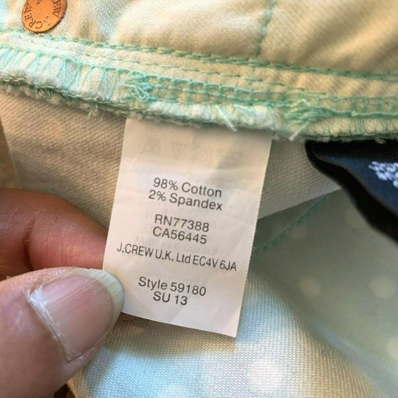 J Crew Cropped Matchstick Stretch Jeans Mint Polka - Picture 6 of 10
